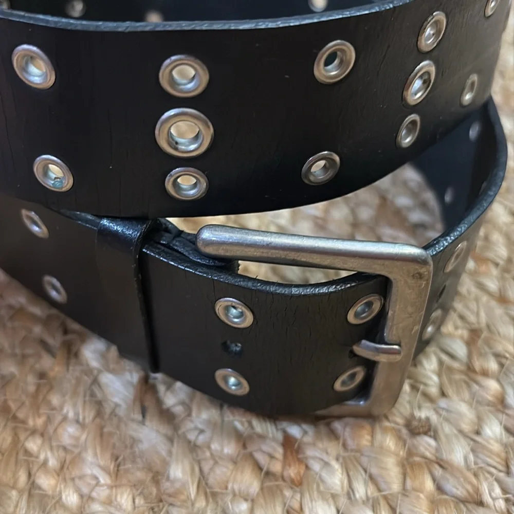 Nine West Y2K Black Triple Grommet Women’s Adjustable Belt - Size XL